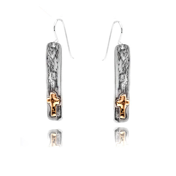 Rectangular Detailed Drop Hook Earrings in Yellow Gold Plating 925 Sterling Silver
