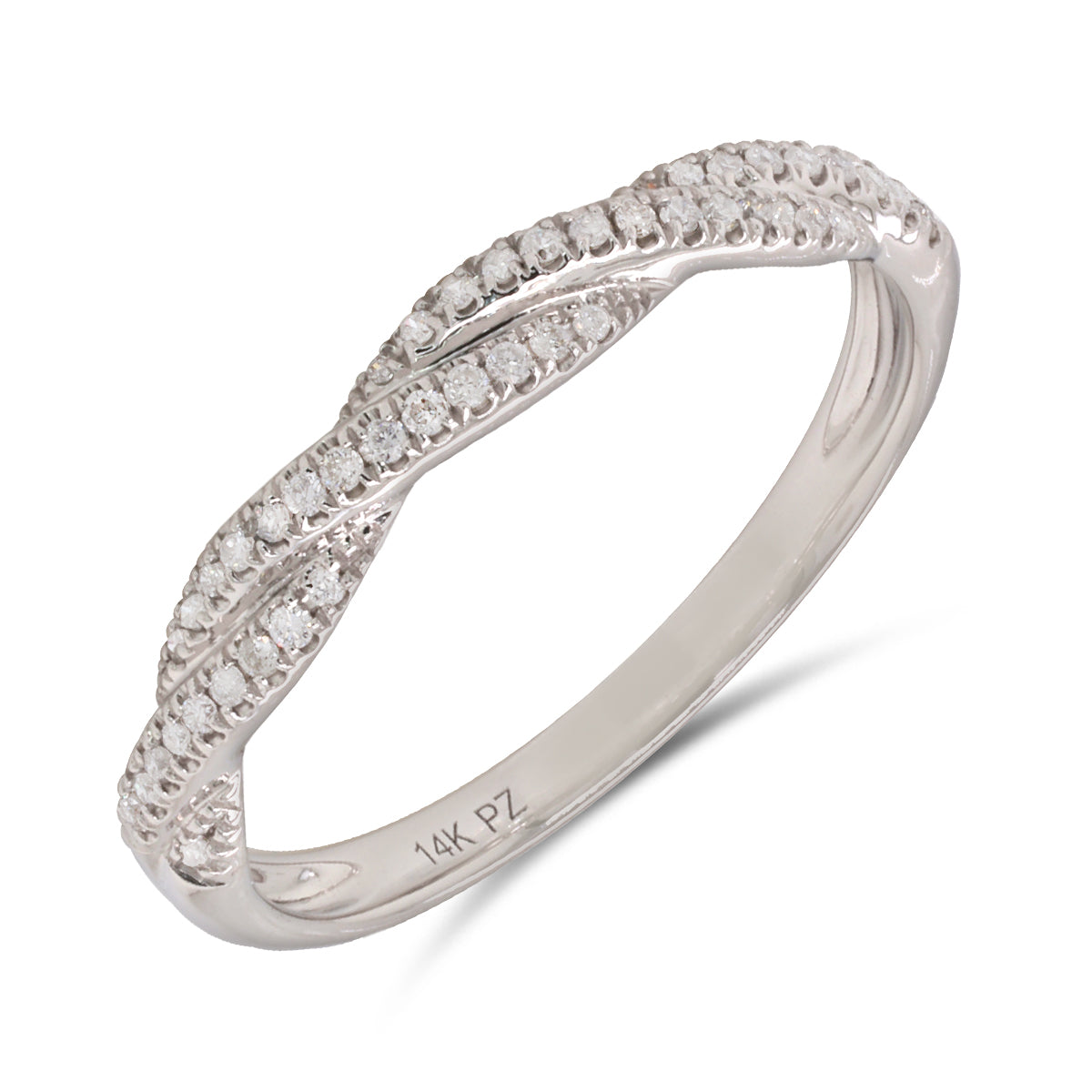 14K Gold Twist Band Diamond Ring