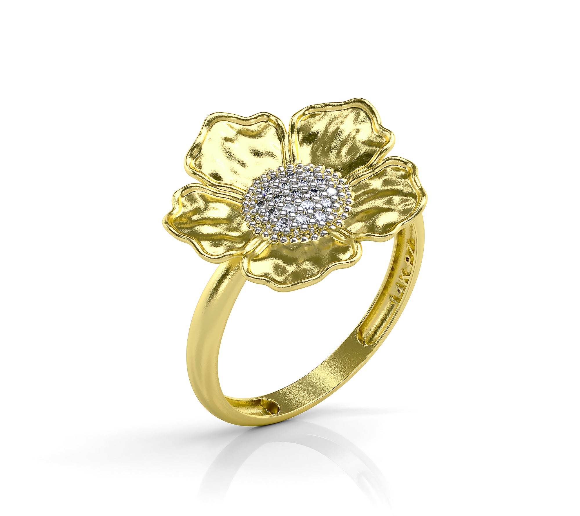 14K Gold Organic Flower Diamond Ring, ct – dannynewfeldjewelry