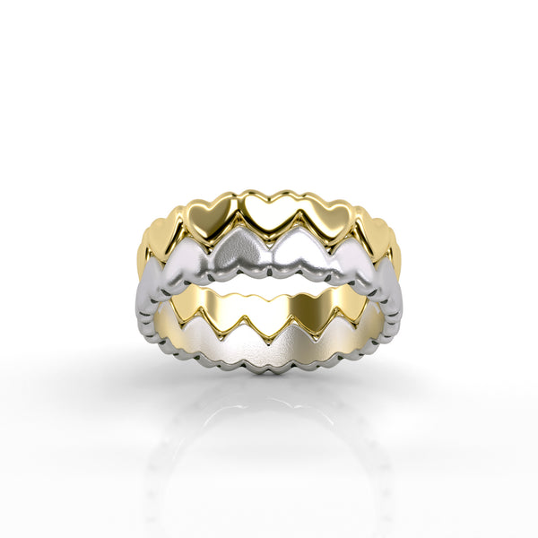 Two Tone Intertwined Hearts Ring