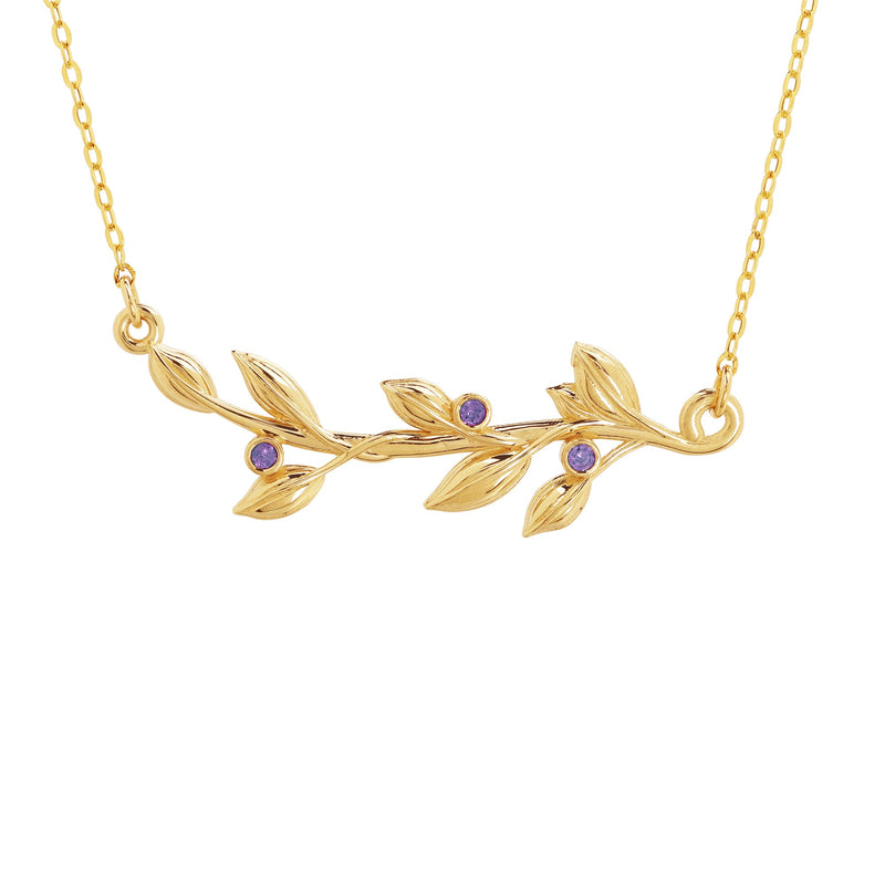 14K Gold Tourmaline Gemstone Leaf Necklace - Danny Newfeld Collection