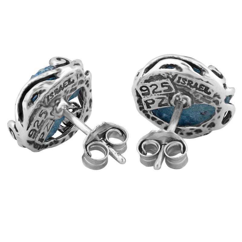 Sterling Silver Roman Glass Stud Earrings - dannynewfeld