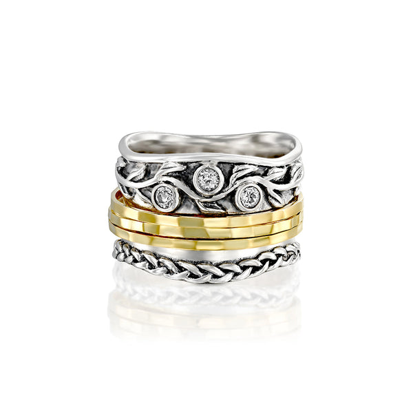 Gemstone Spinner Ring Sterling Silver with 14K Yellow Gold Plating - Danny Newfeld Collection