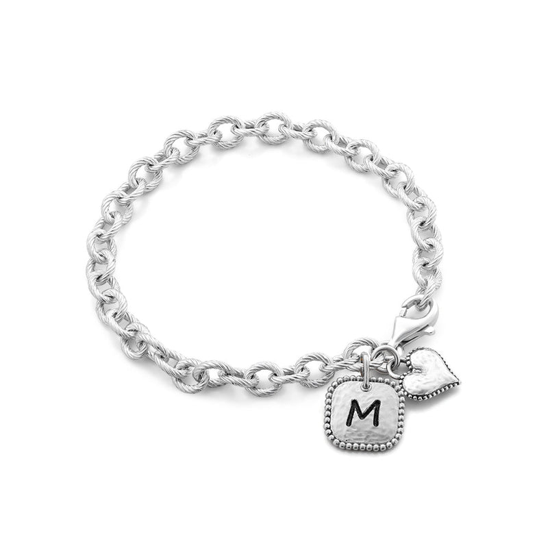 Personalized Heart and Square Charm Bracelet - Danny Newfeld Collection