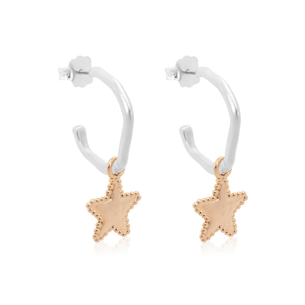 Star Charm Amorphic Hoop Earrings