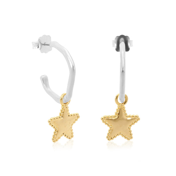 Star Charm Amorphic Hoop Earrings