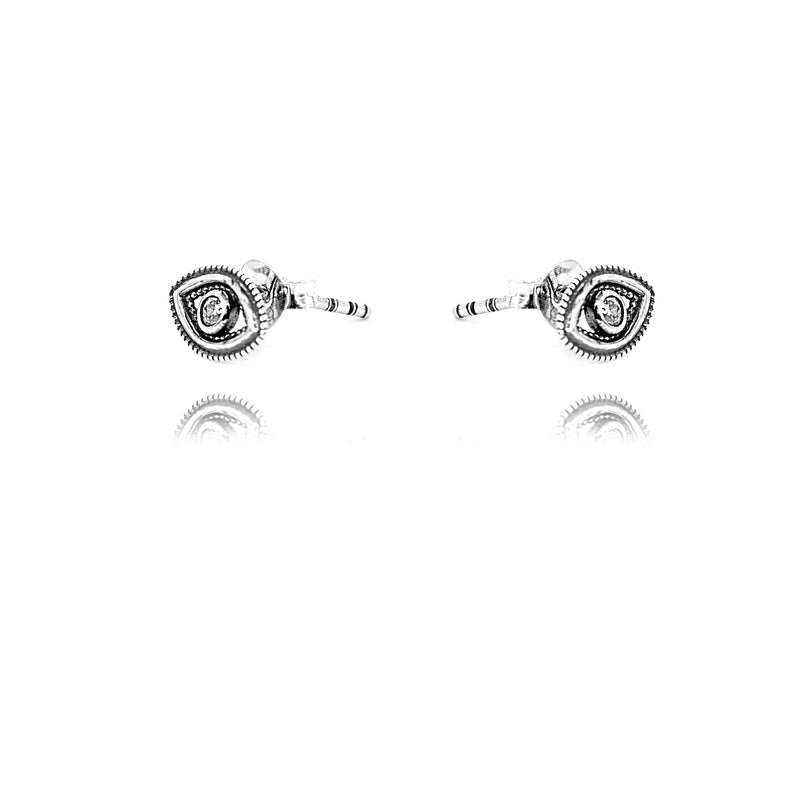 Evil Eye Stud Earrings with Cubic Zirconia Gemstones