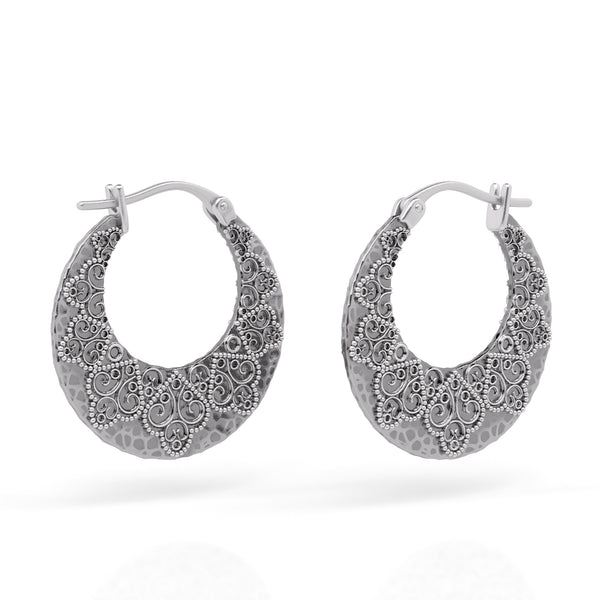 Sterling Silver Lace Design Gypsy Earrings