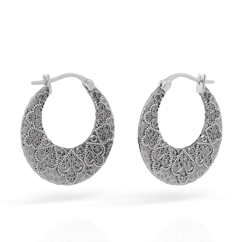 Sterling Silver Lace Design Gypsy Earrings