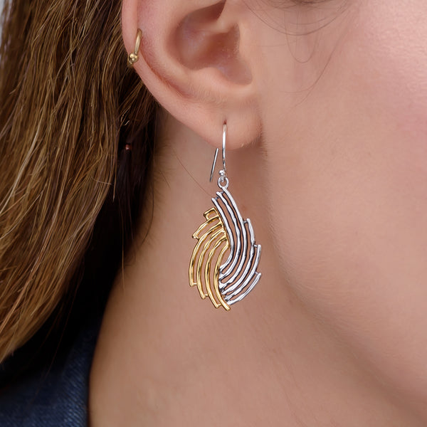 Two-Tone Swirl Dangle Earrings