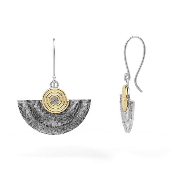 Two-Tone Fan Dangle Earrings