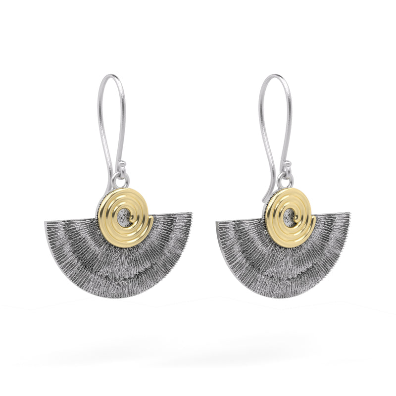 Two-Tone Fan Dangle Earrings