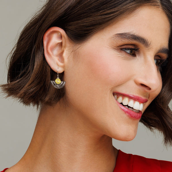 Two-Tone Fan Dangle Earrings