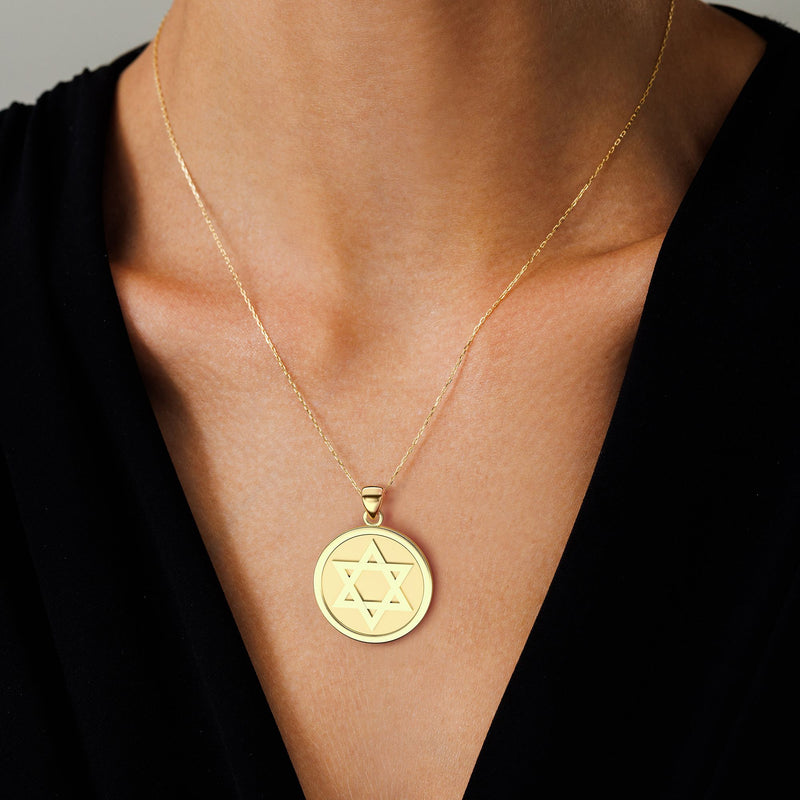 14K Gold Round Star of David Pendant Necklace – dannynewfeldjewelry