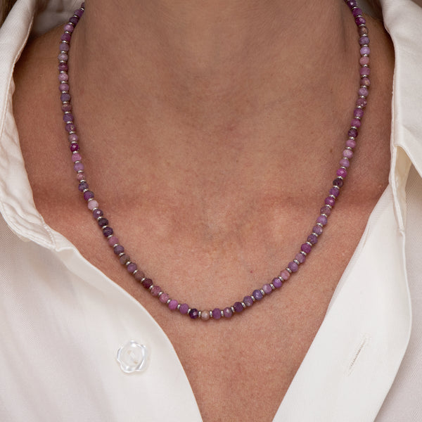 Ruby Beads Necklace 17''+2''