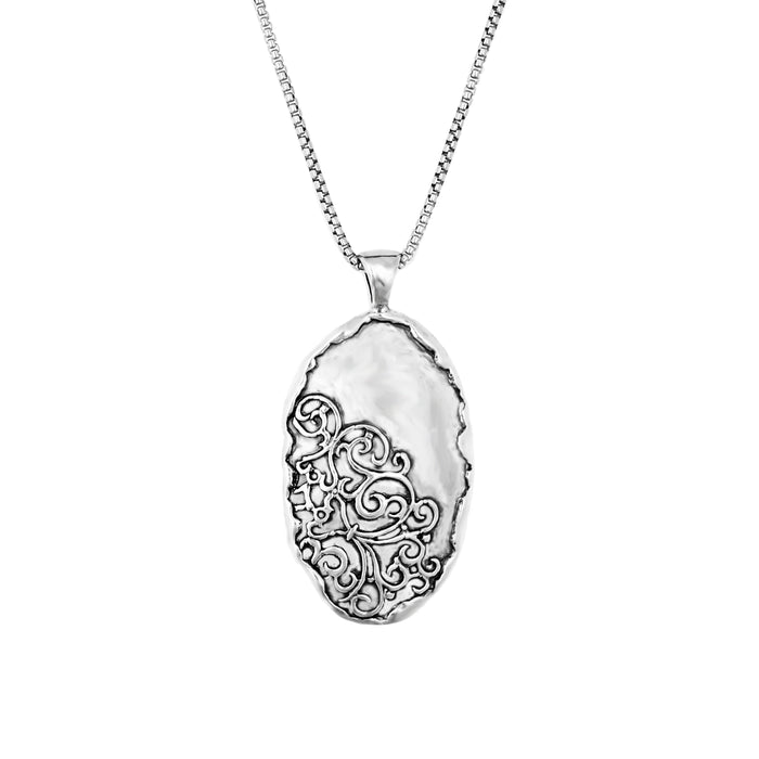 Hammered Oval Pendant Necklace