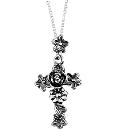 Flowers Cross Pendant with Chain