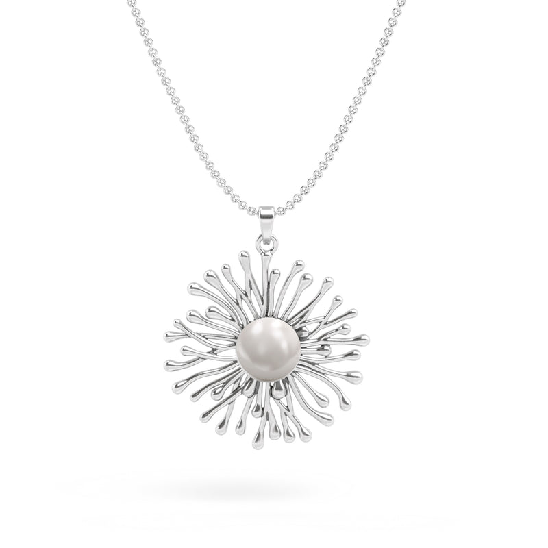 Sunray Design Pearl Pendant Necklace