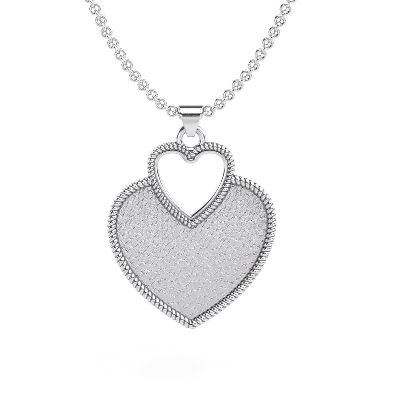 925 Sterling Silver Heart Pendant Necklace 18''