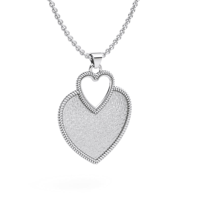 925 Sterling Silver Heart Pendant Necklace 18''