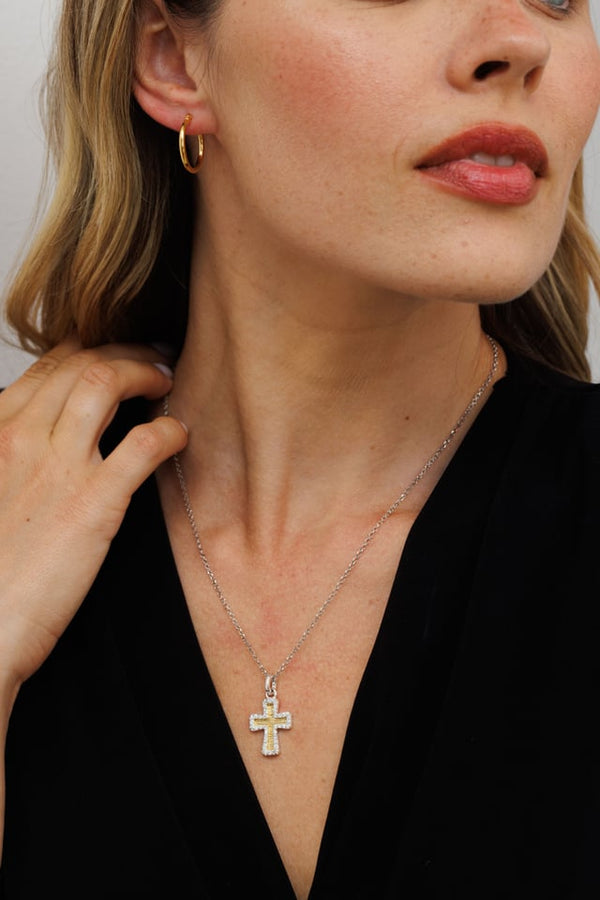 Gemstone Polished Cross Necklace