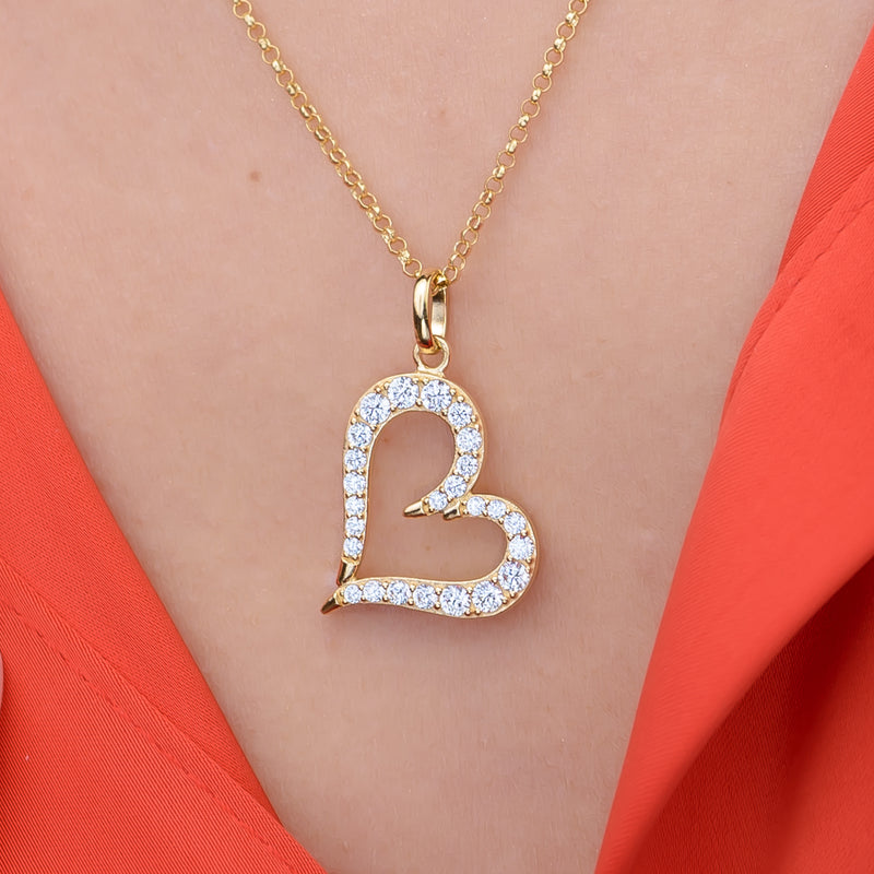 Gemstone Open Heart Pendant Necklace