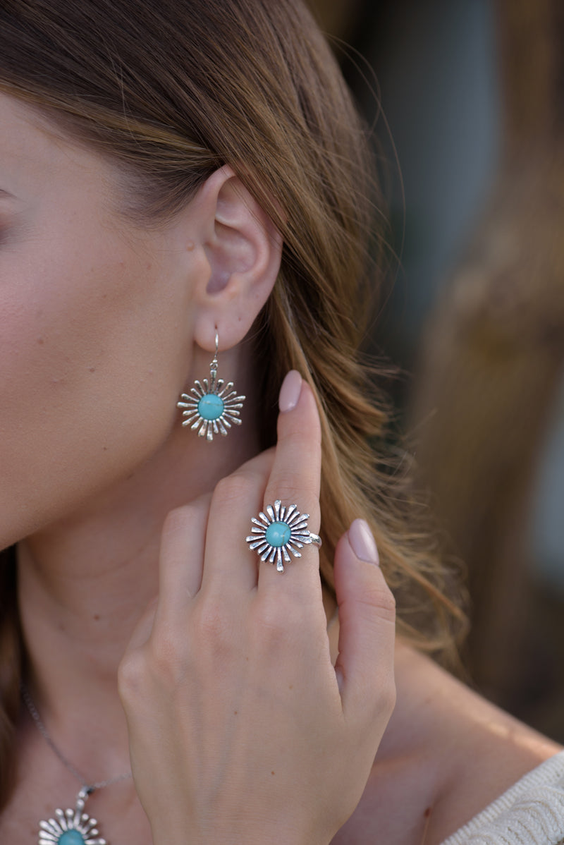 Sunray Nest Design Gemstone Earrings