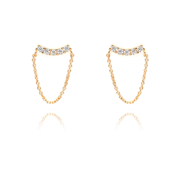 Chain Gemstone Stud Earrings