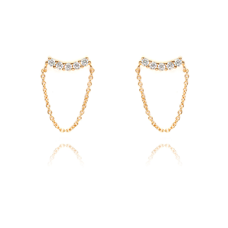 Chain Gemstone Stud Earrings