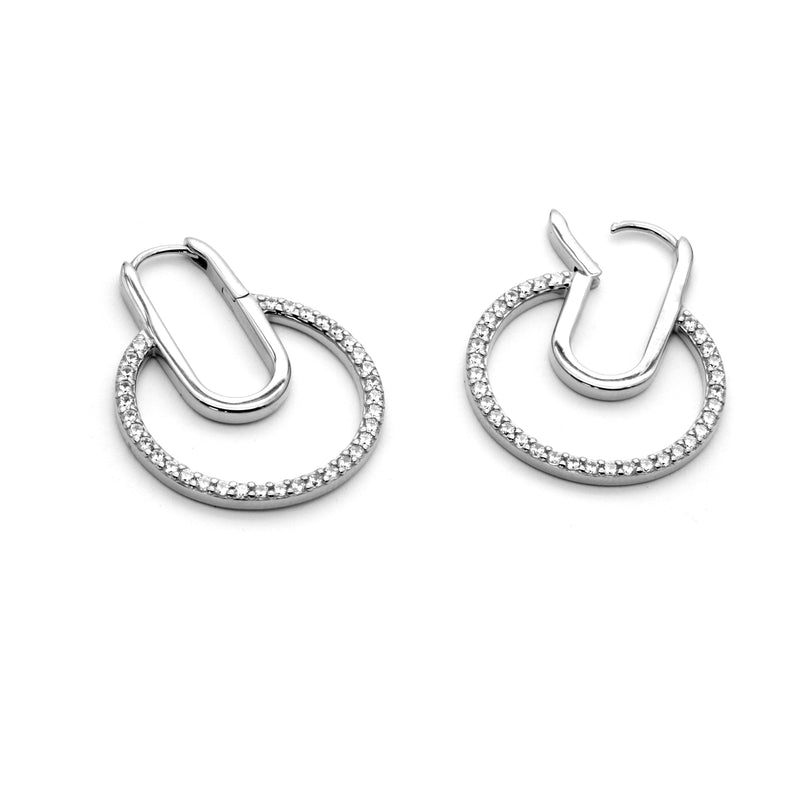 Gemstones Open  Oval Hoop Earrings