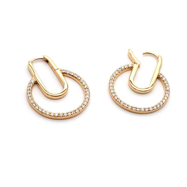 Gemstones Open  Oval Hoop Earrings