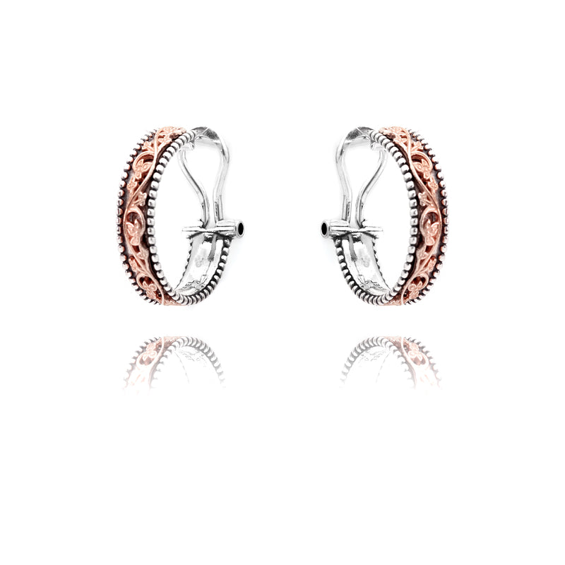 Lace Design  Bead Hoop Earrings