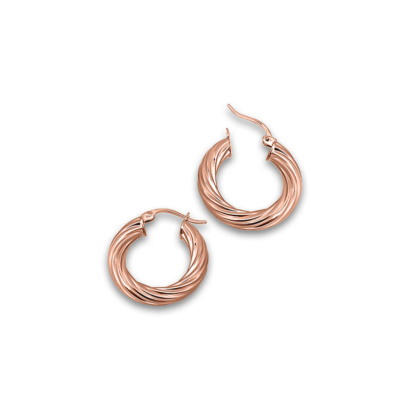 Sterling Silver Twist Textured Hoop Earrings 3/4''