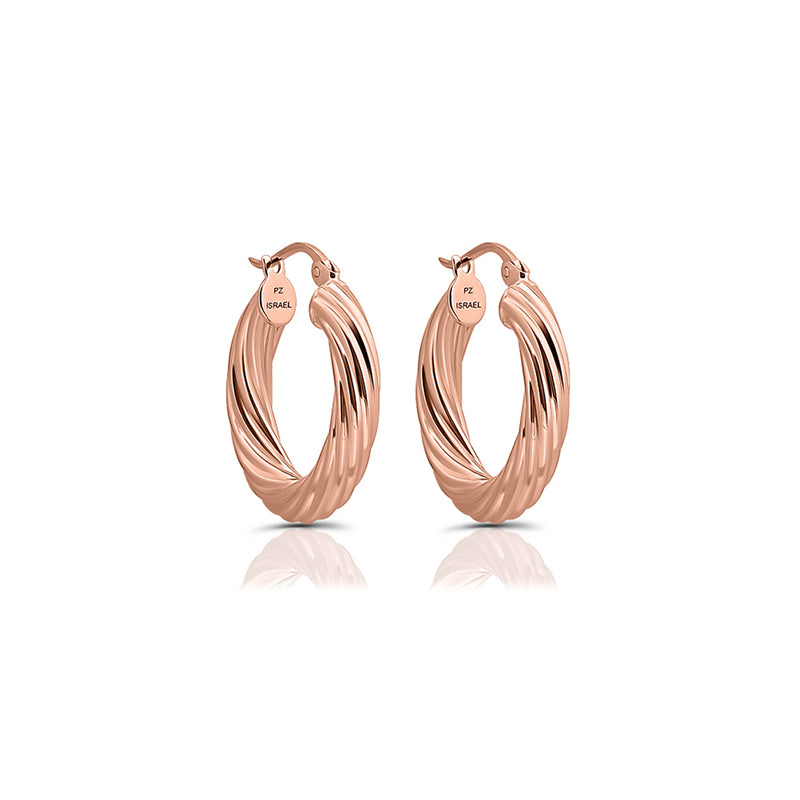 Sterling Silver Twist Textured Hoop Earrings 3/4''