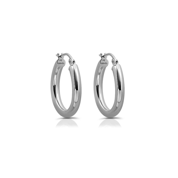Sterling Silver Thick Small Hoop Earrings 3/4''