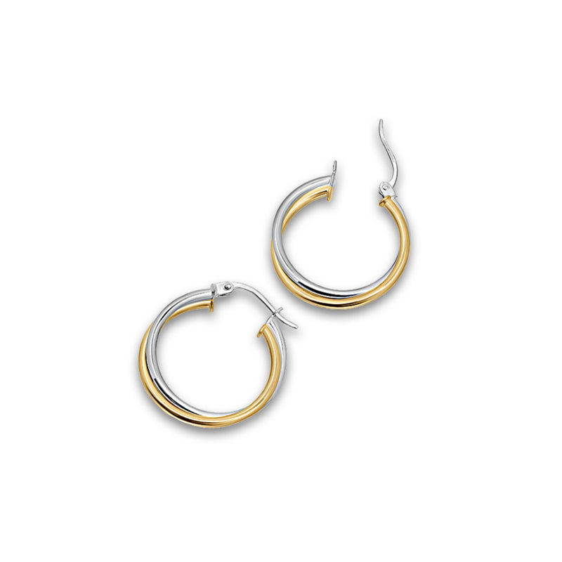 Sterling Silver Double Intertwined Hoop Earrings 3/4''