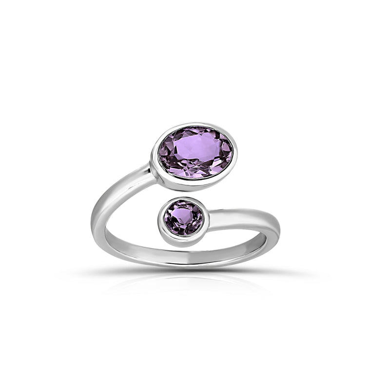Sterling Silver Gemstone Bypass Polished Ring