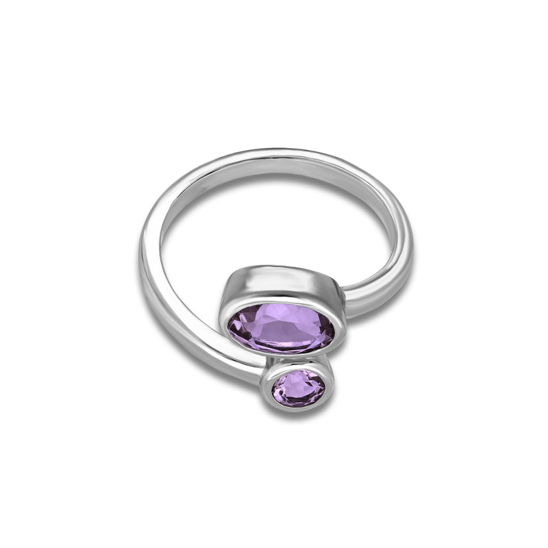 Sterling Silver Gemstone Bypass Polished Ring