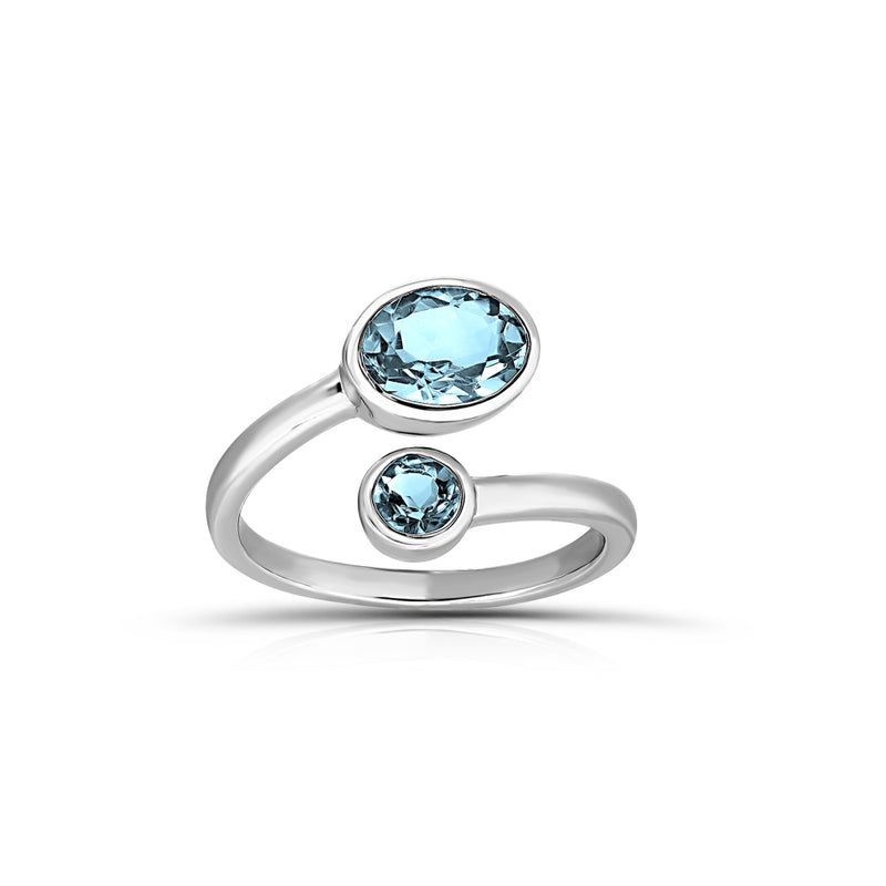 Sterling Silver Gemstone Bypass Polished Ring