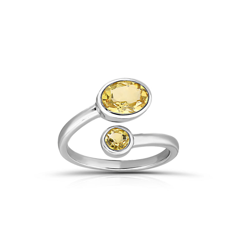 Sterling Silver Gemstone Bypass Polished Ring