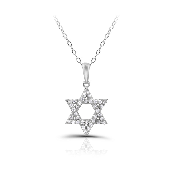 Star of David Pendant Necklace with Gemstones