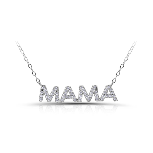 Gemstone Polished  MOM Necklace 16''+2''