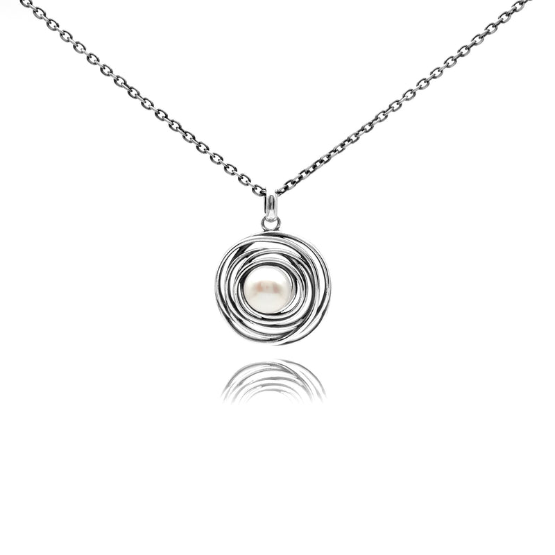 Organic Textured Pearl Pendant Necklace
