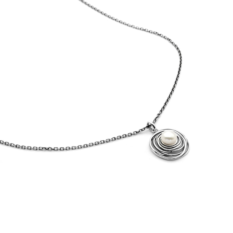 Organic Textured Pearl Pendant Necklace