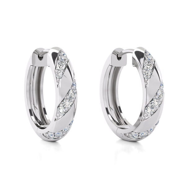 Classic Ridge Design Gemstone Hoop Earrings