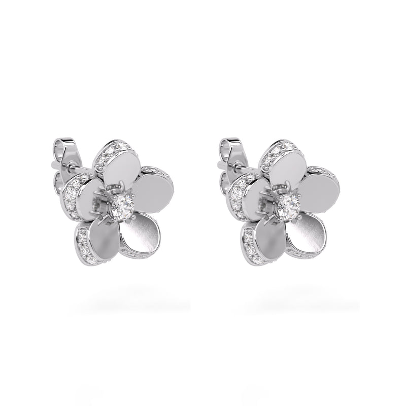 Gemstone Flower Stud Earrings