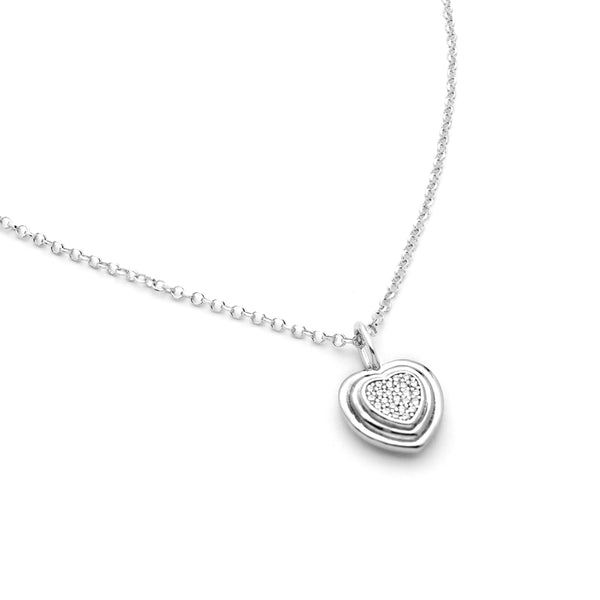 Gemstone Ripple Effect Design Heart Necklace