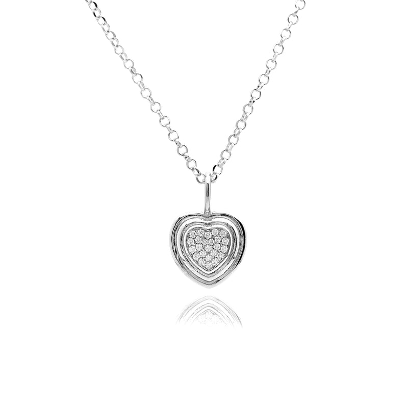 Gemstone Ripple Effect Design Heart Necklace