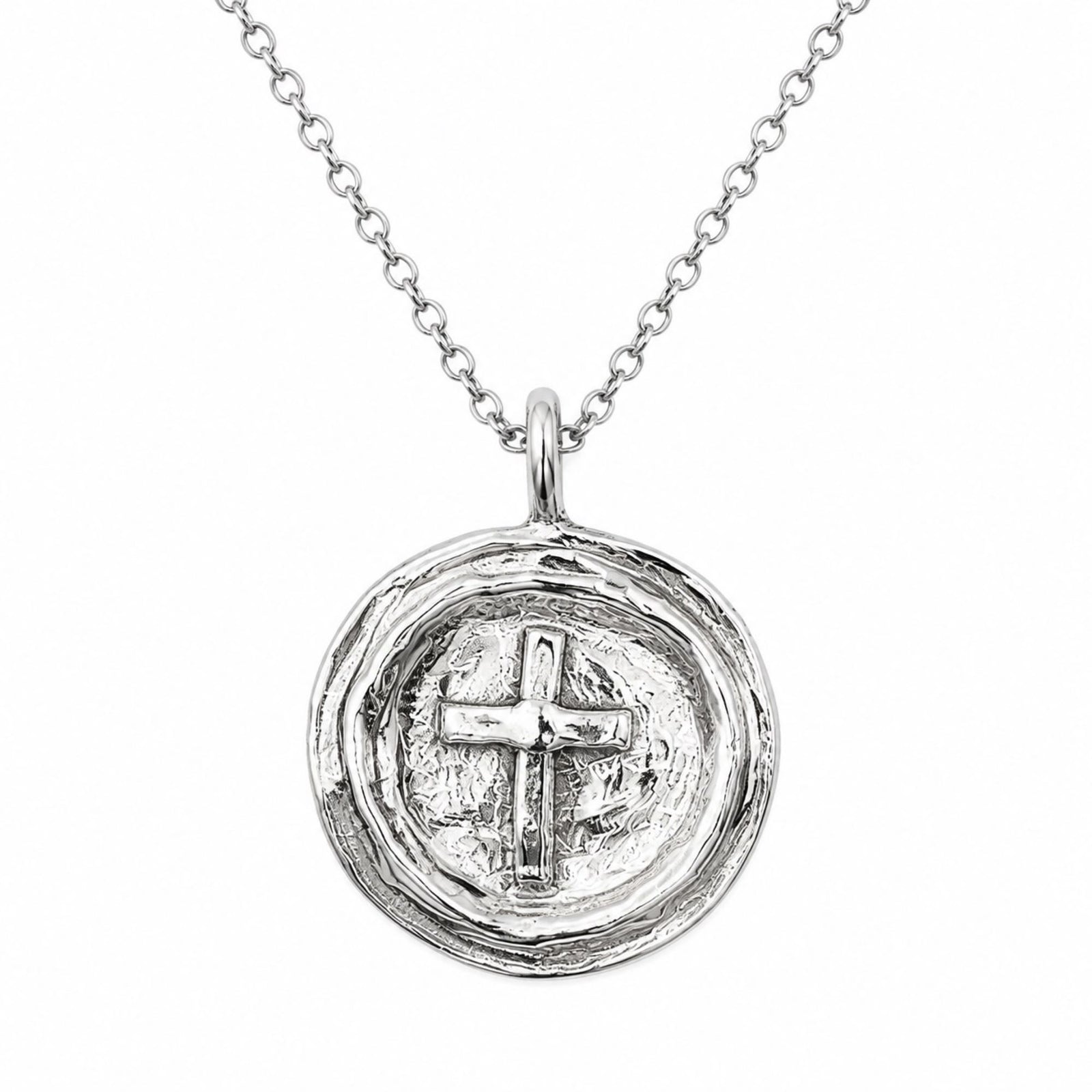 Sterling Silver Organic Design Cross Motif Necklace
