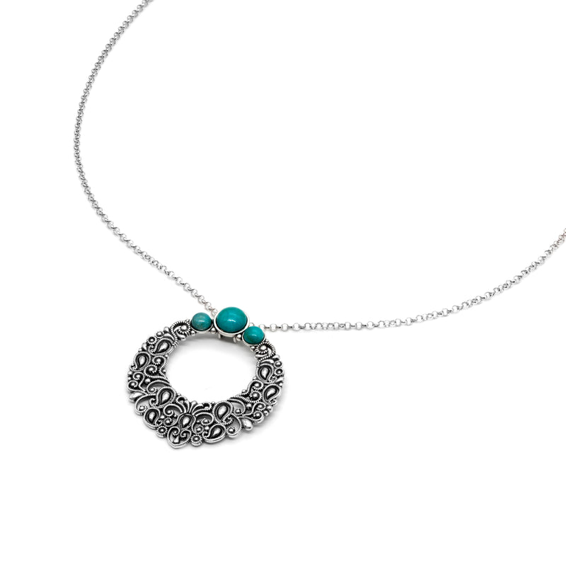 Paisley 3 Gemstone Pendant Necklace